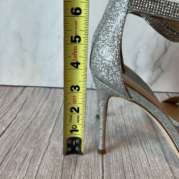 Guess Silver Jewel Ankle Straps Open Toe Heels (8) - Picture 9 of 9